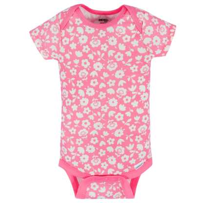 8-Pack Baby Girls Floral Fox Short Sleeve Onesies Bodysuits