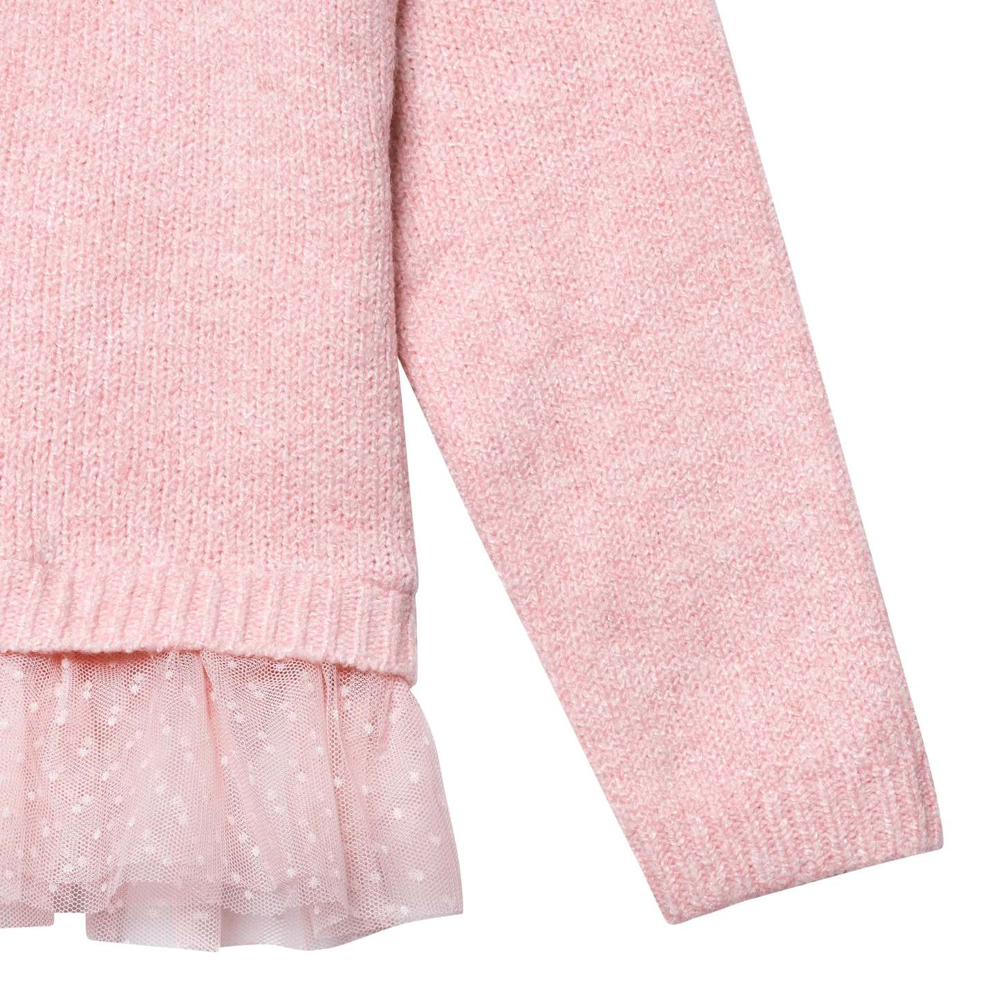 Infant & Toddler Girls Pink Sweater With Tulle Trim