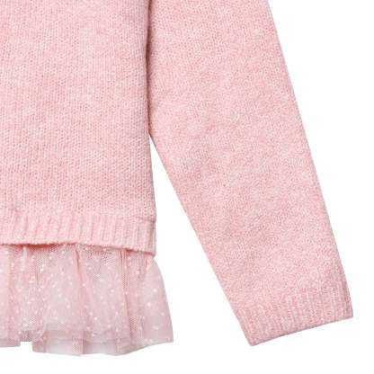Infant & Toddler Girls Pink Sweater With Tulle Trim
