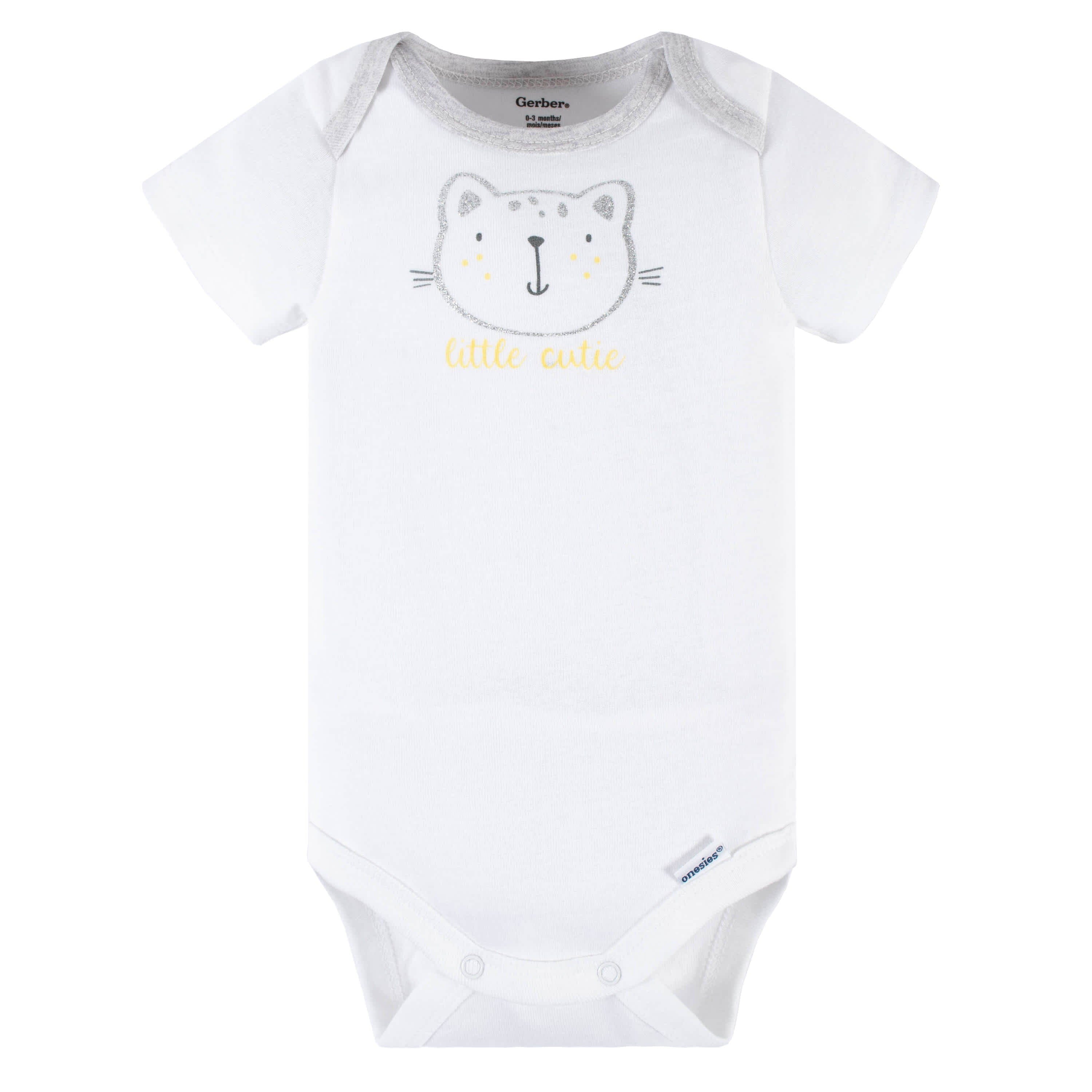 3-Piece Baby Girls Purrfectly Wild Short Sleeve Onesies Bodysuits & Pants Set
