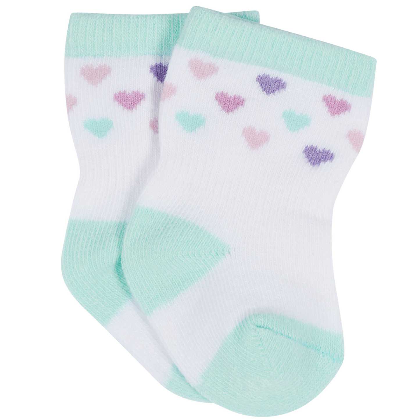 12-Pack Baby & Toddler Girls Rainbow Floral Jersey Crew Wiggle Proof Socks