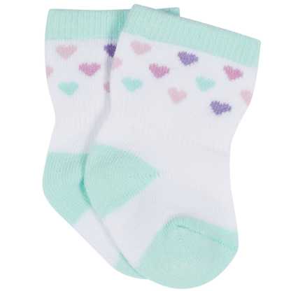 12-Pack Baby & Toddler Girls Rainbow Floral Jersey Crew Wiggle Proof Socks