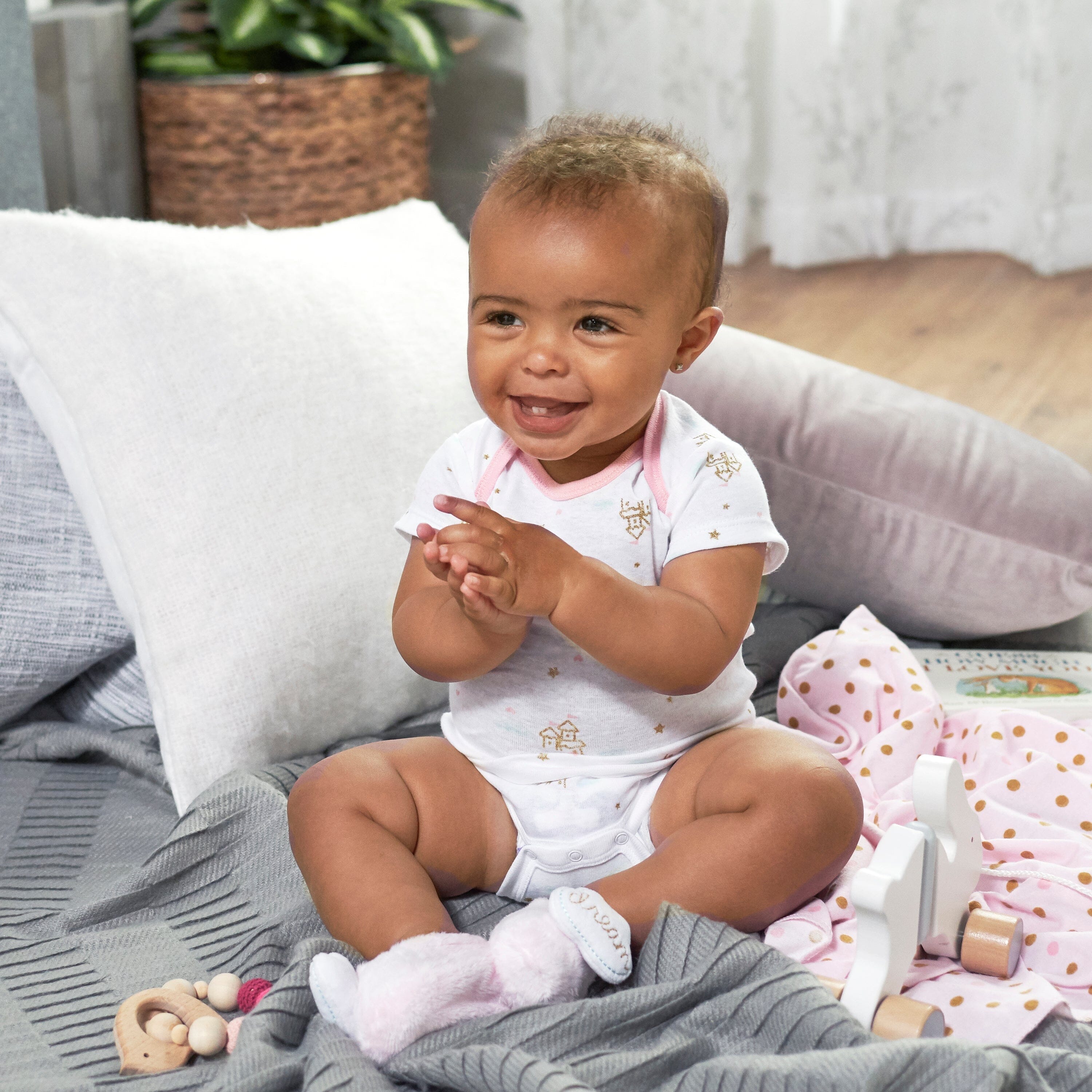 8-pack Baby Girls' Castle Short Sleeve Onesies Bodysuits