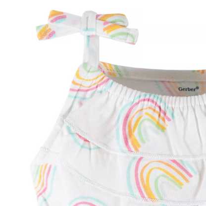 2-Pack Baby & Toddler Girls Dots Of Rainbows Tank Rompers