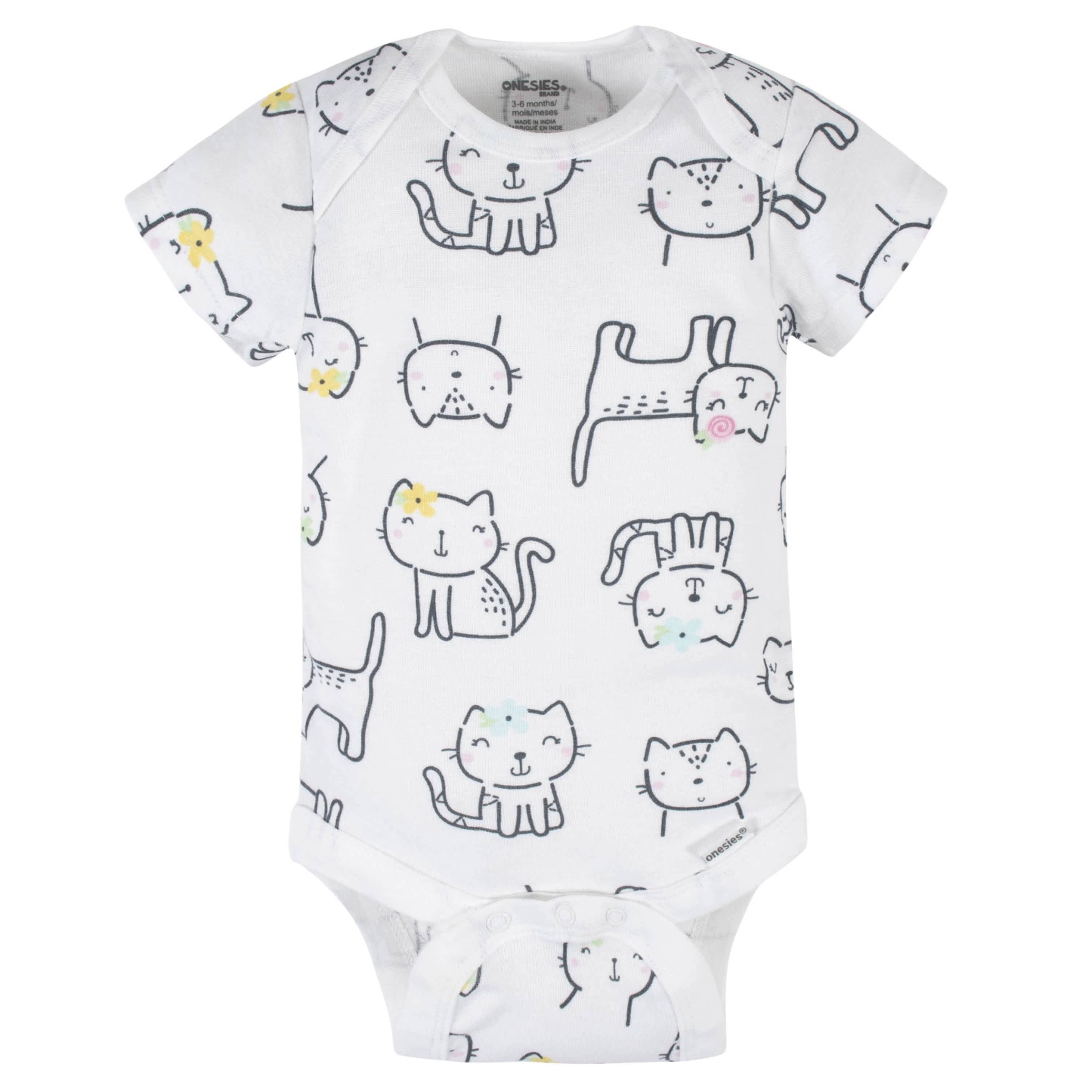 6-Piece Baby Girls Cat Onesies Brand Bodysuit & Sleep N' Play Set