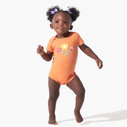 8-Pack Baby Girls Floral Fox Short Sleeve Onesies Bodysuits