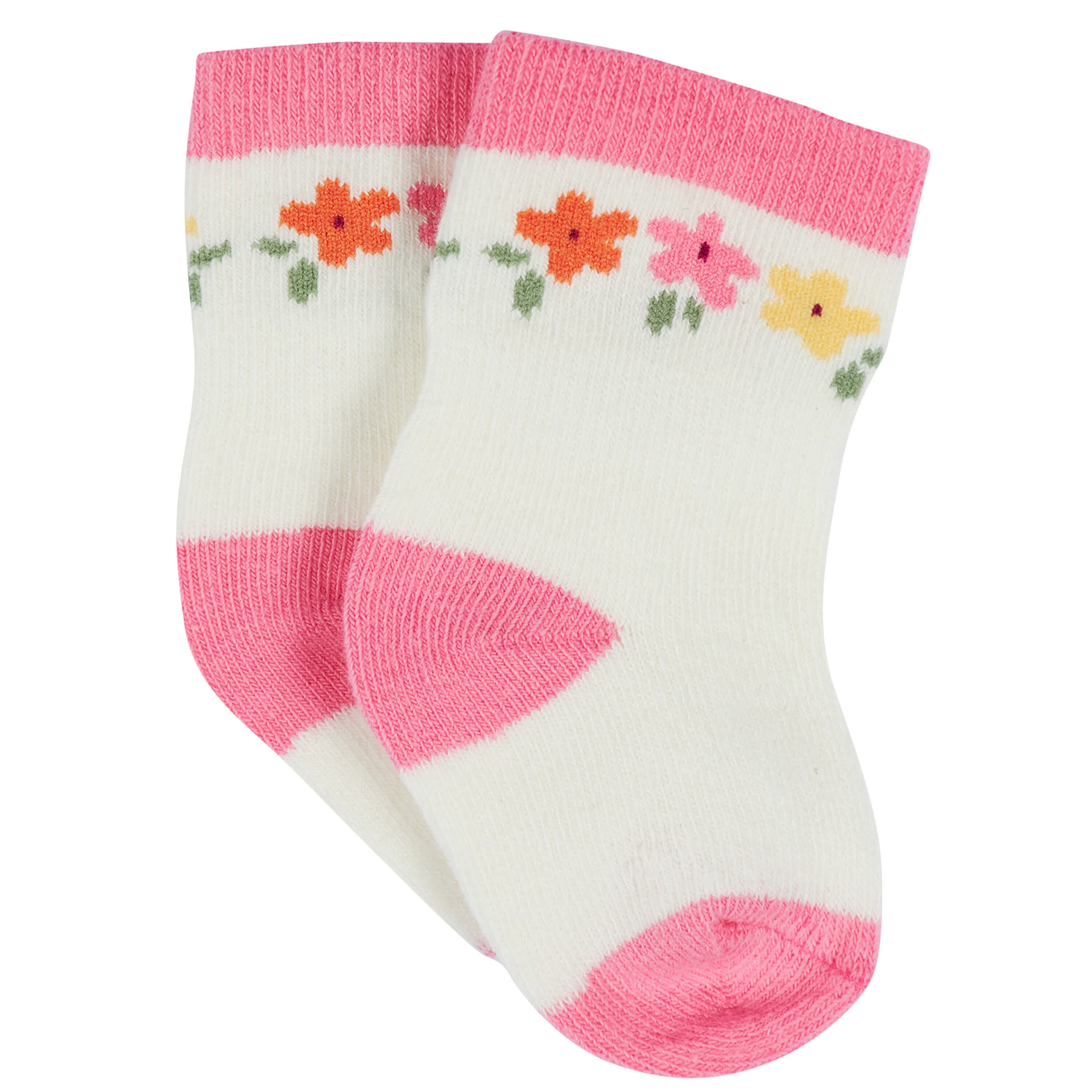 12-Pack Baby & Toddler Girls Floral Fox Jersey Crew Wiggle Proof Socks
