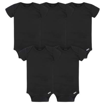 5-Pack Baby Black Ribbed Onesies Bodysuits