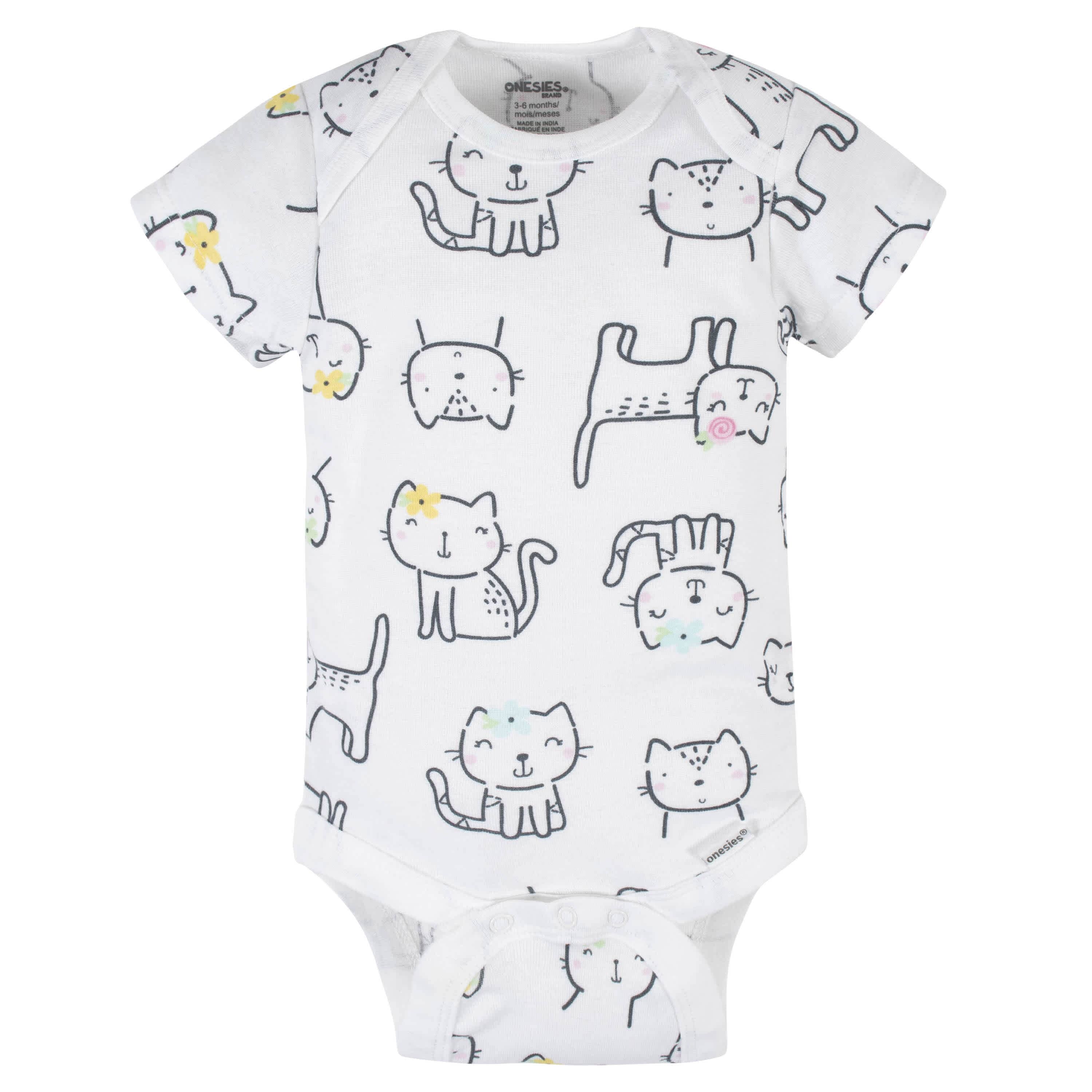 6-Piece Baby Girls Cat Onesies Brand Bodysuits & Pants Set