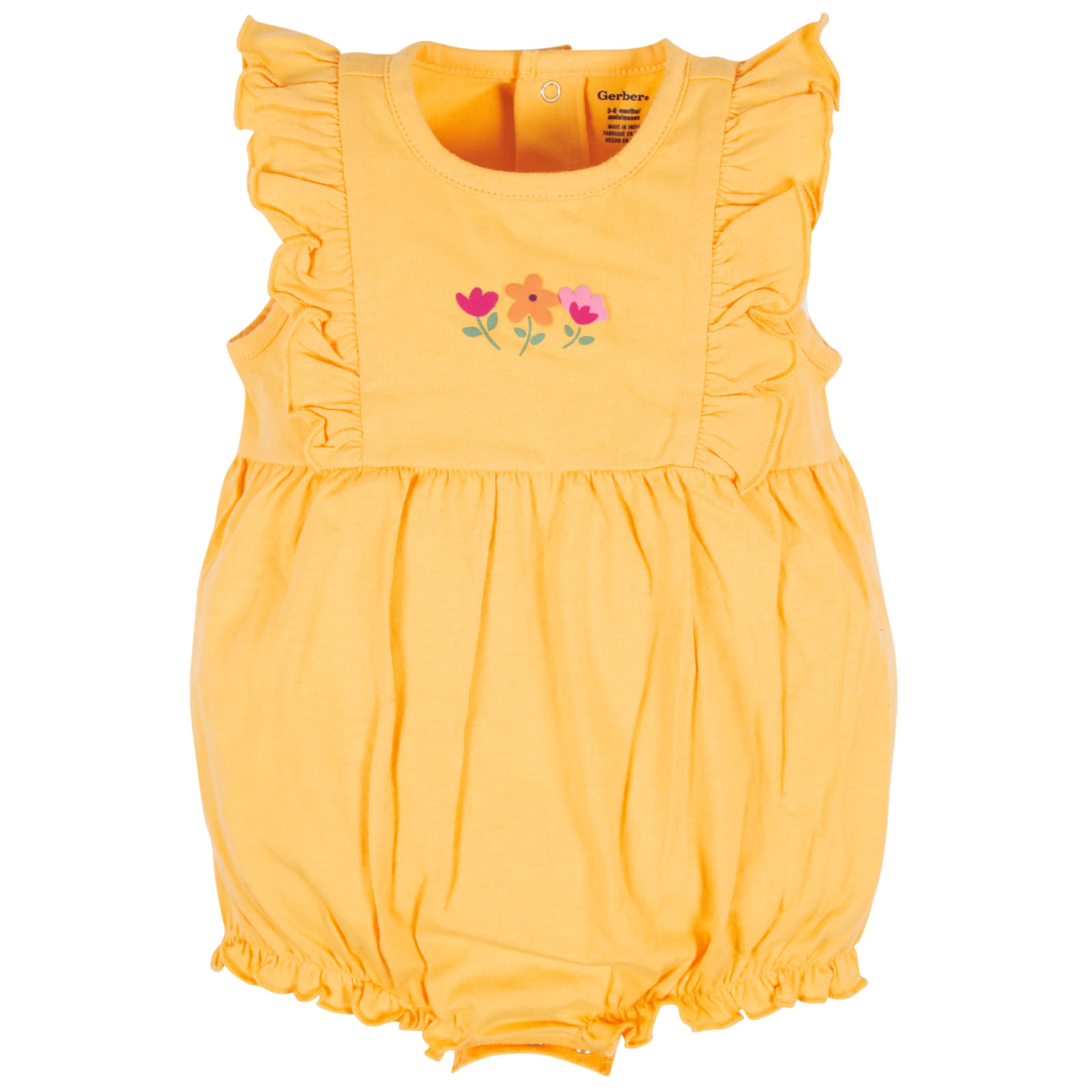 3-Pack Baby Girls Floral Fox Rompers