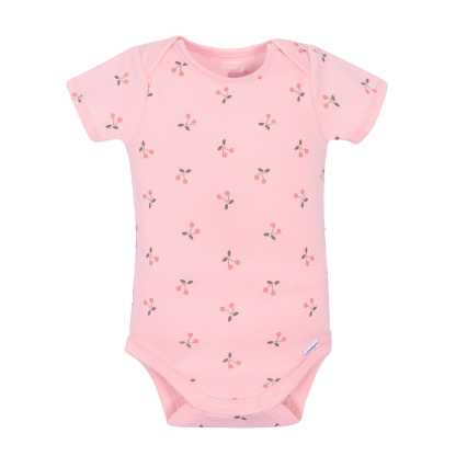 4-Pack Baby Girls Pink Floral Short Sleeve Onesies Bodysuits