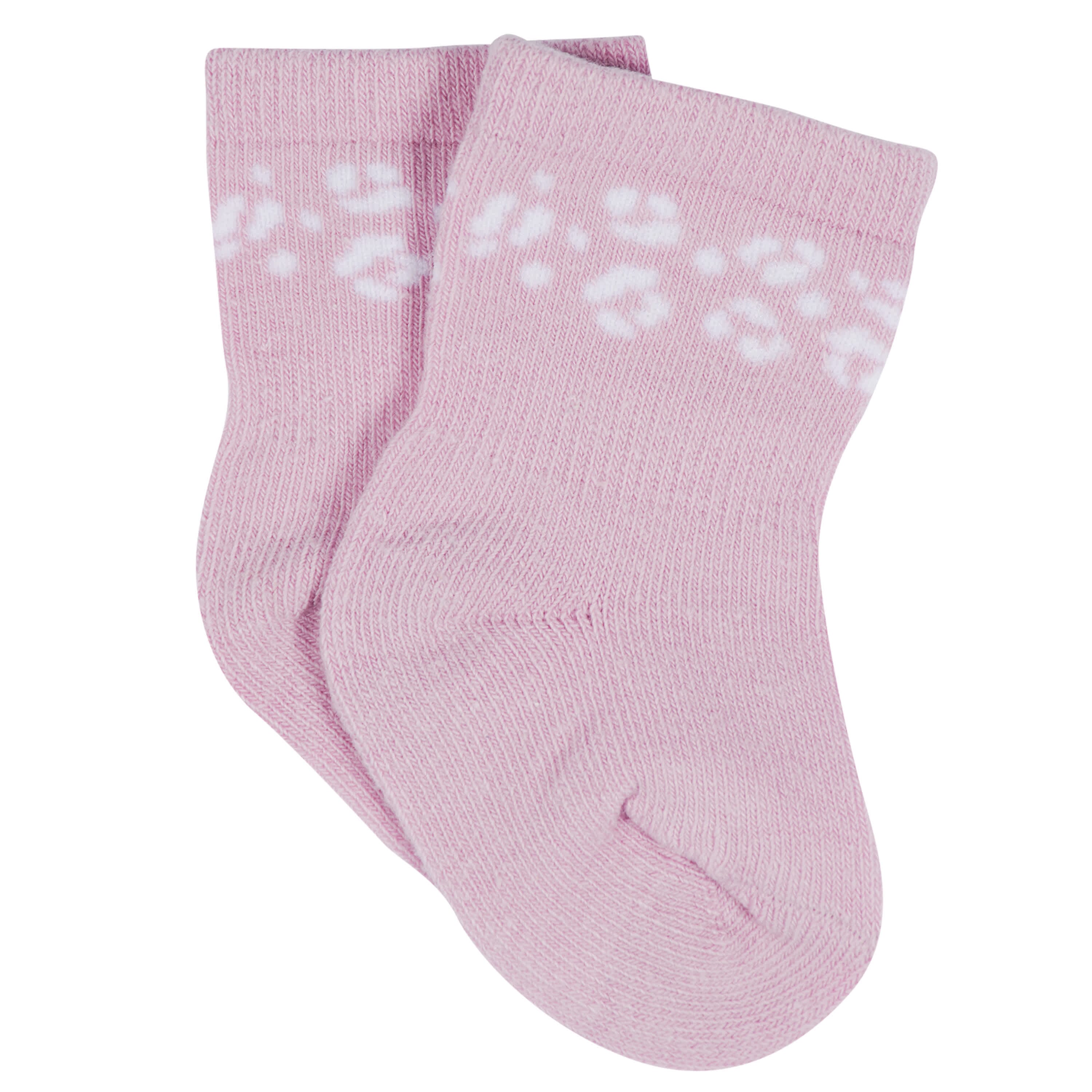 12-Pack Baby & Toddler Girls Rainbow Floral Jersey Crew Wiggle Proof Socks