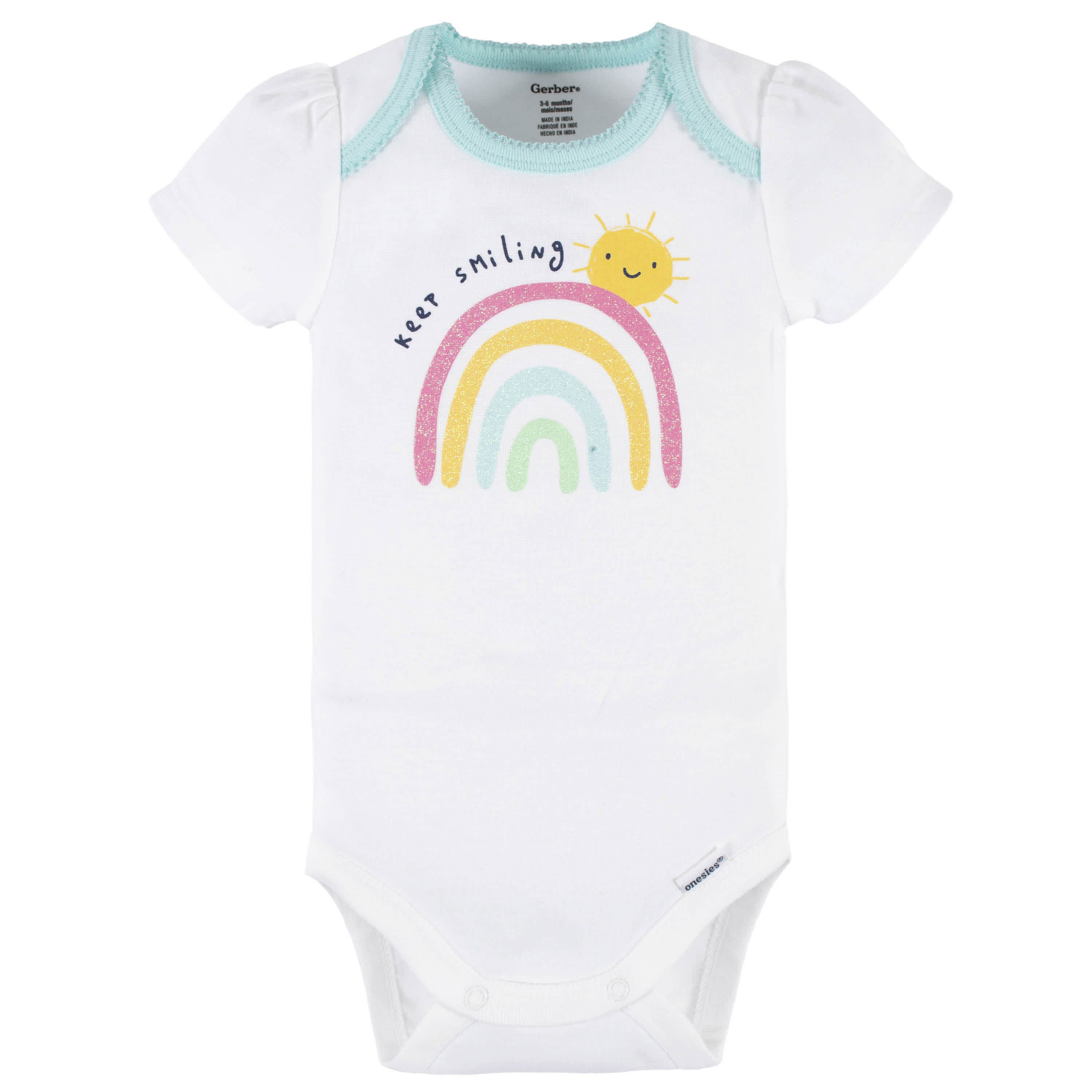 4-Piece Baby Girls Dots Of Rainbows Onesies Bodysuit, Tee, Skort & Pant Set