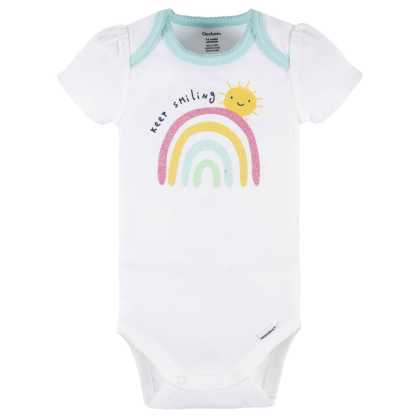 4-Piece Baby Girls Dots Of Rainbows Onesies Bodysuit, Tee, Skort & Pant Set