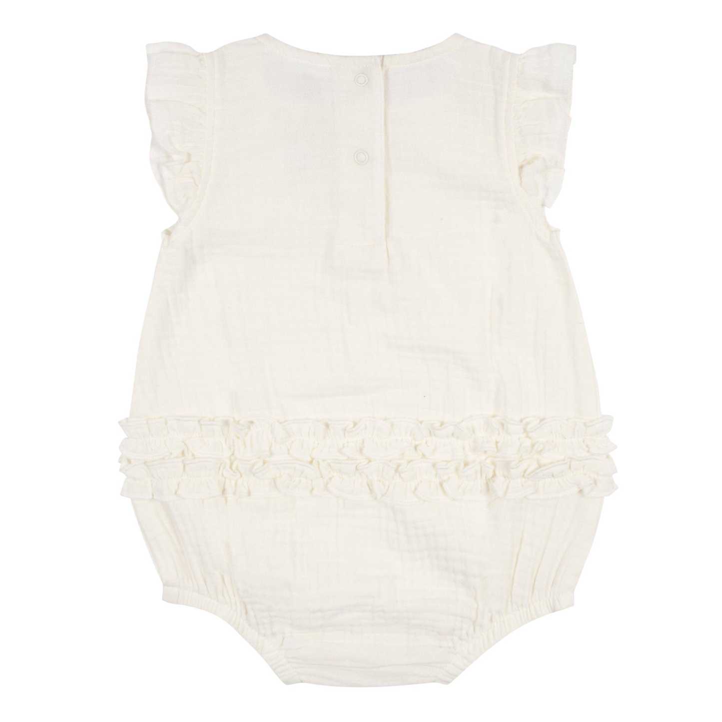 Baby Girls Ivory Gauze Sunsuit Romper