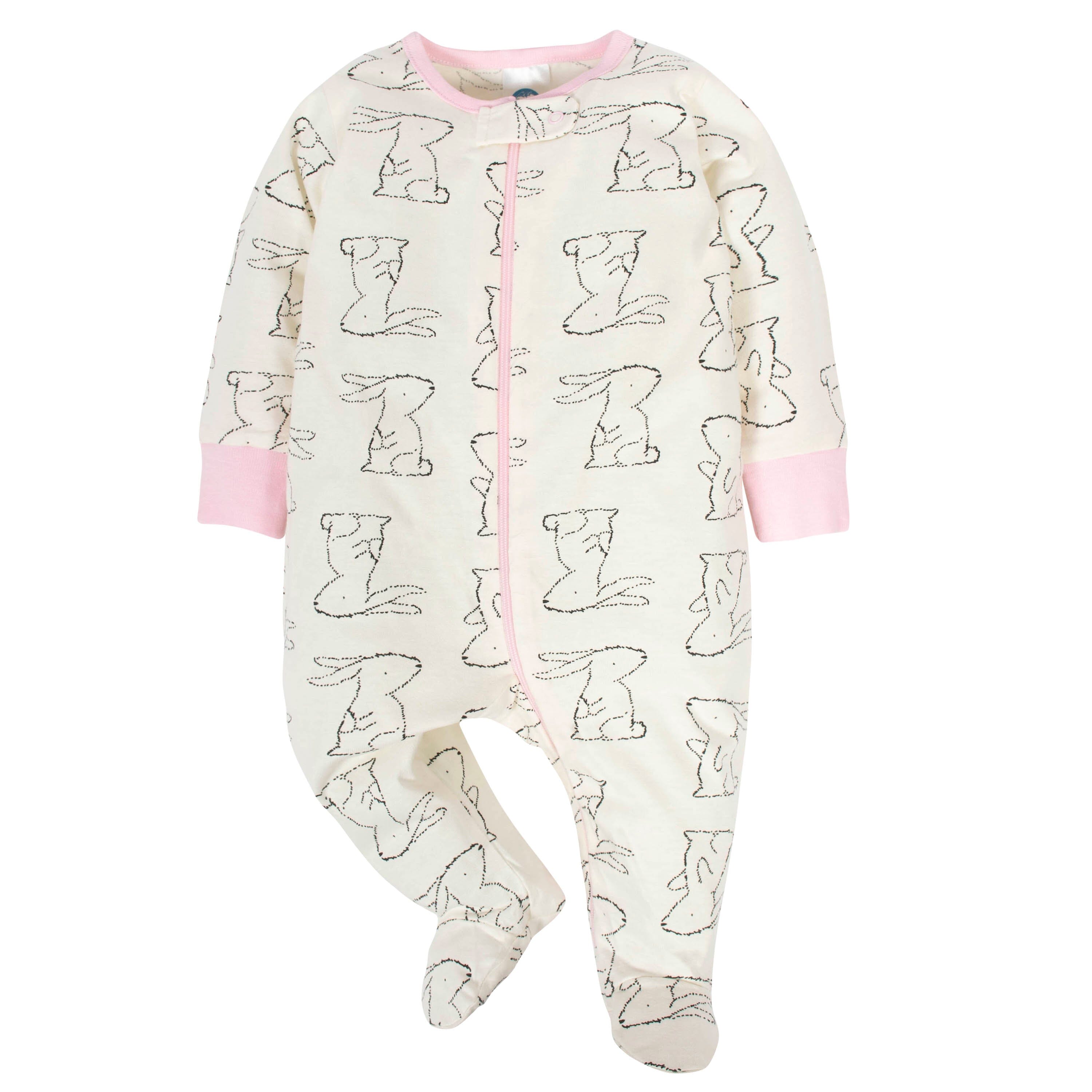 4-Pack Baby Girls Bunny Zip Front Sleep ‘N Plays