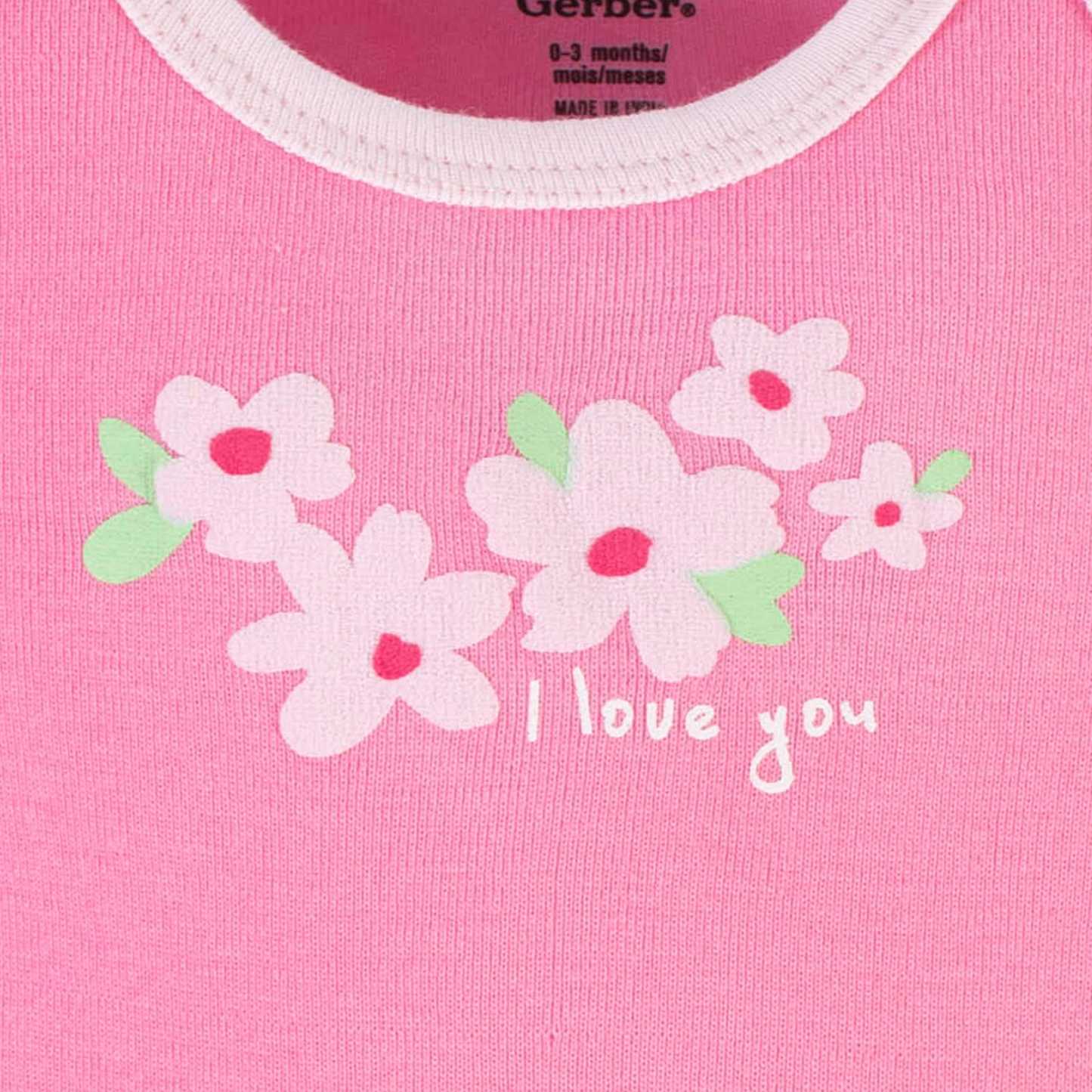 3-Piece Baby Girls Summer Blossom Short Sleeve Onesies Bodysuits & Pants Set