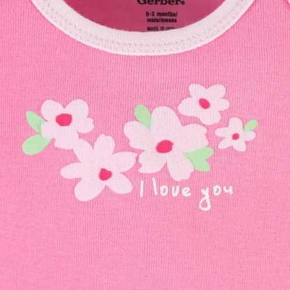 3-Piece Baby Girls Summer Blossom Short Sleeve Onesies Bodysuits & Pants Set