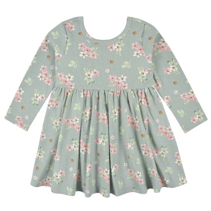 2-Pack Infant & Toddler Girls Mint Floral Long Sleeve Dresses