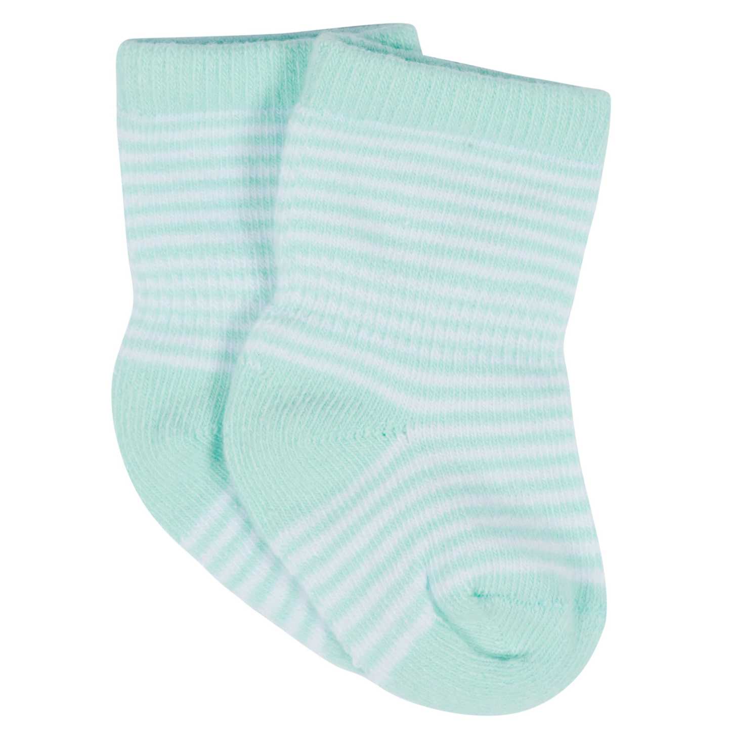 12-Pack Baby & Toddler Girls Rainbow Floral Jersey Crew Wiggle Proof Socks