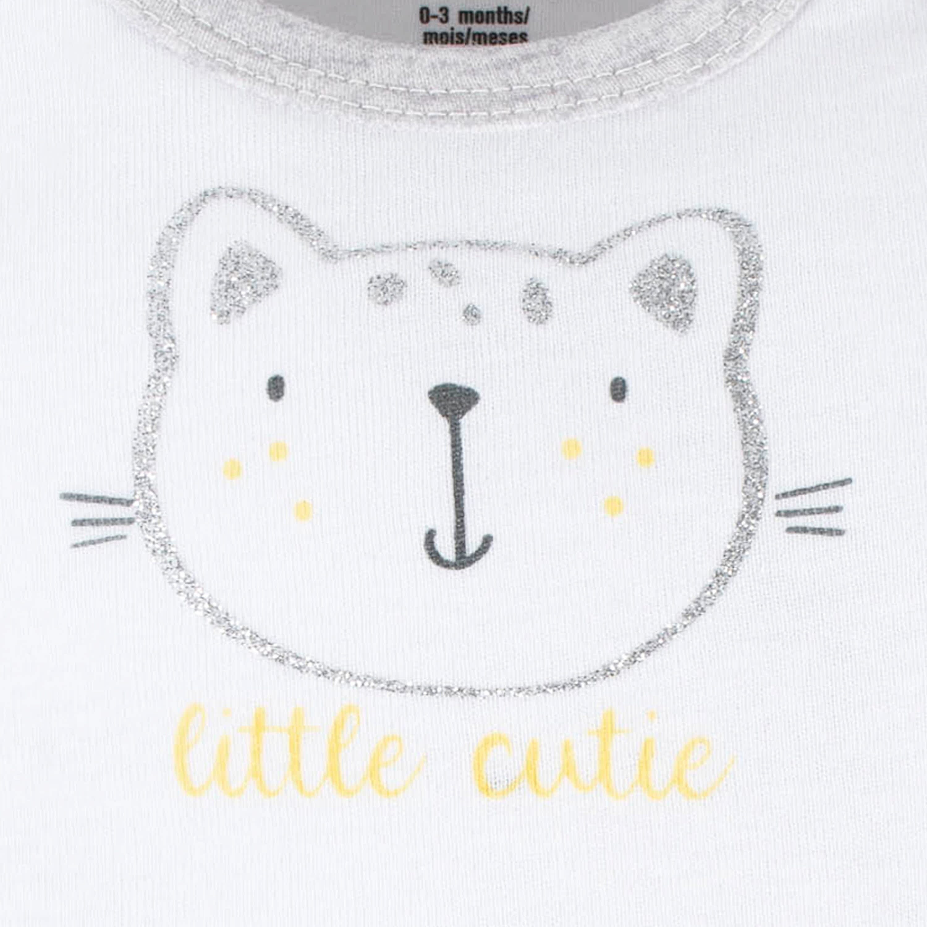 3-Piece Baby Girls Purrfectly Wild Short Sleeve Onesies Bodysuits & Pants Set