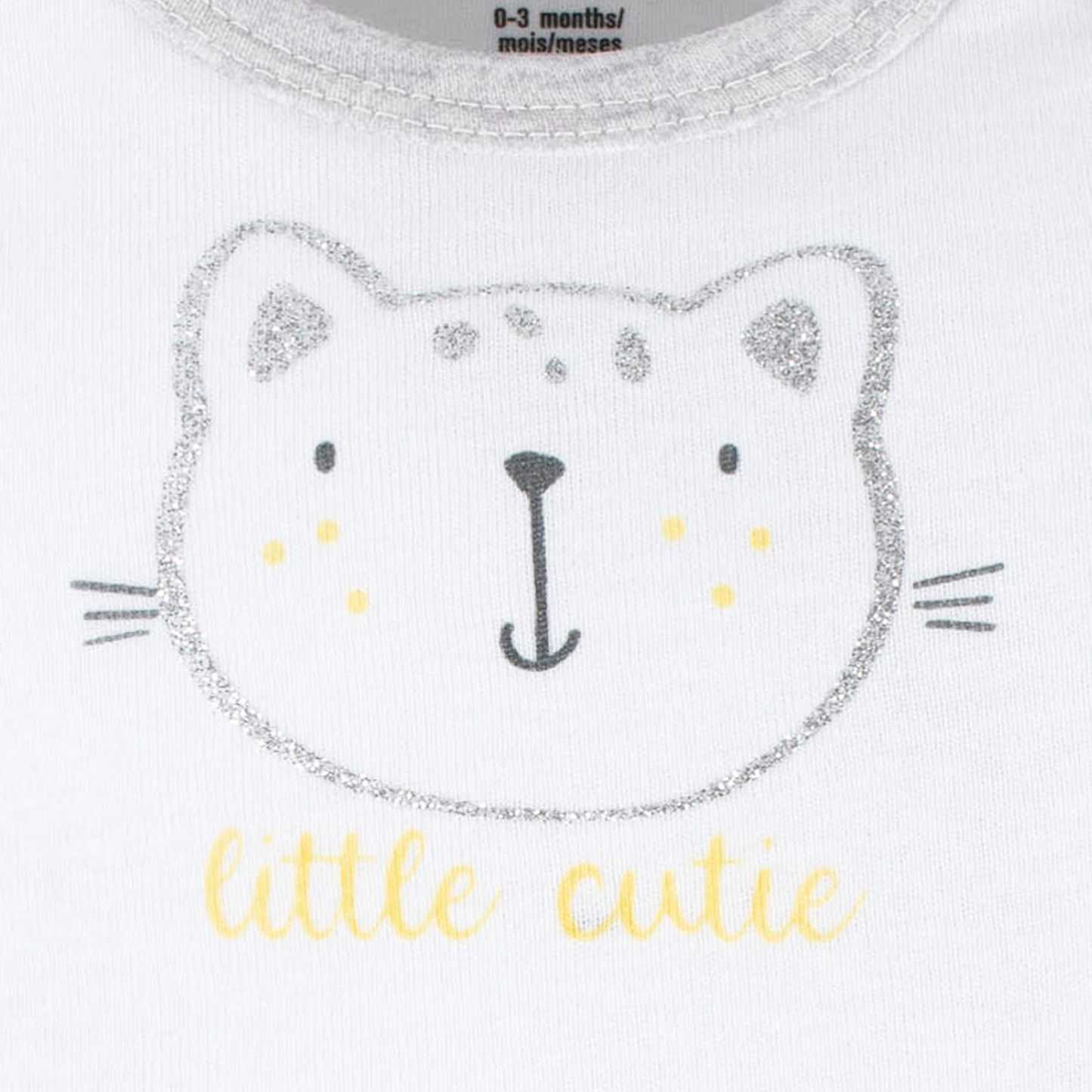 3-Piece Baby Girls Purrfectly Wild Short Sleeve Onesies Bodysuits & Pants Set