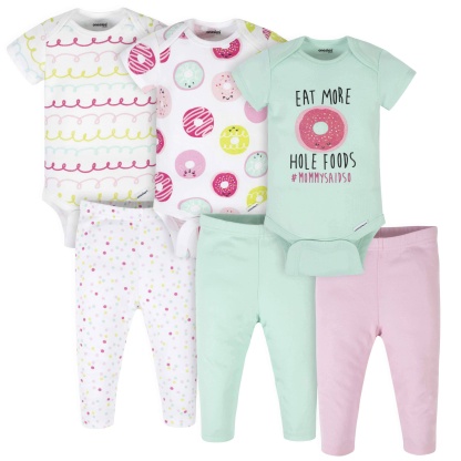 6-Piece Baby Girls Donut Onesies Brand Bodysuits & Pants Set