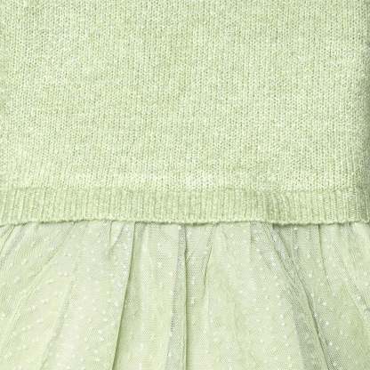 Infant & Toddler Girls Green Sweater Dress With Tulle Skirt
