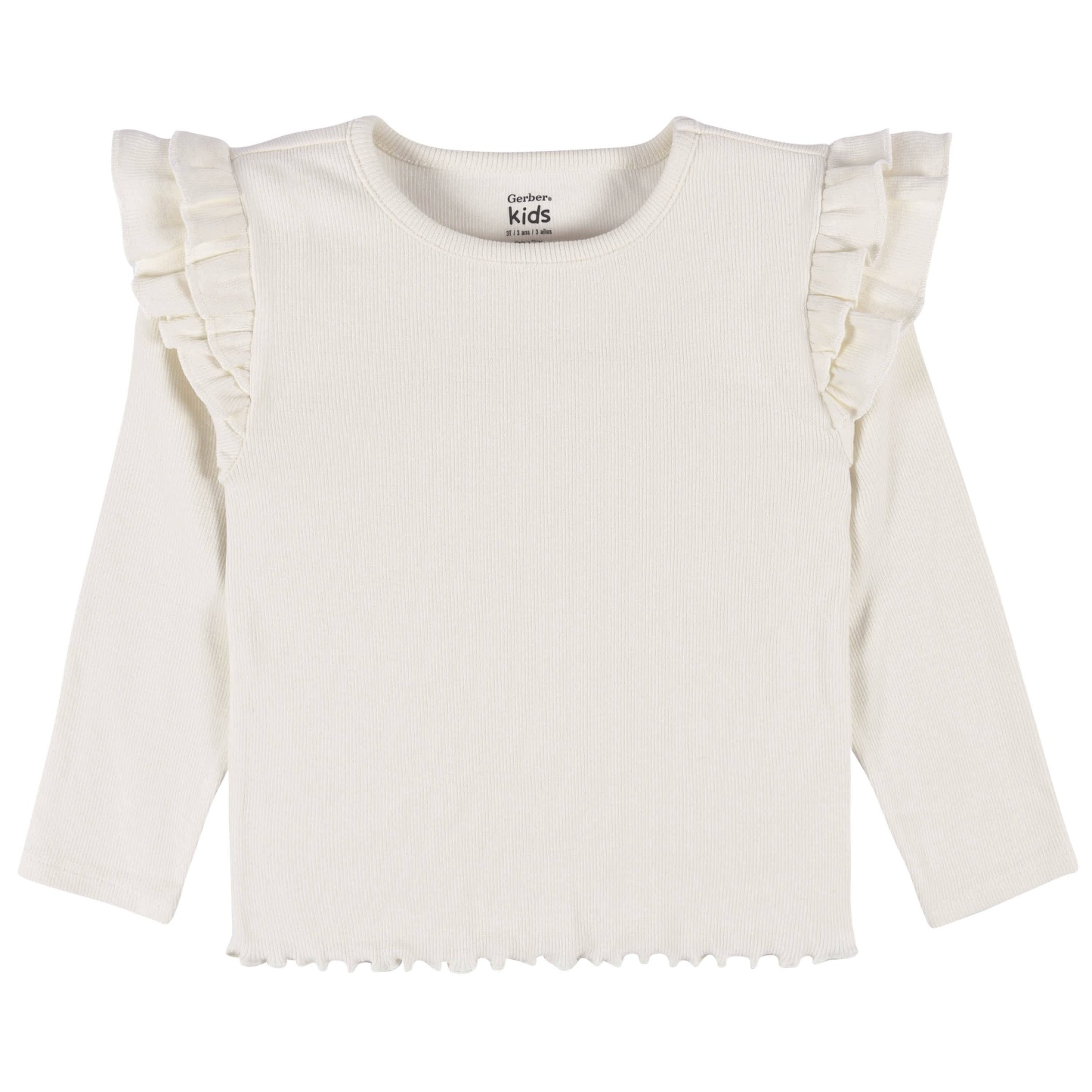 2-Pack Infant & Toddler Girls Mustard Floral Double Ruffle Tops