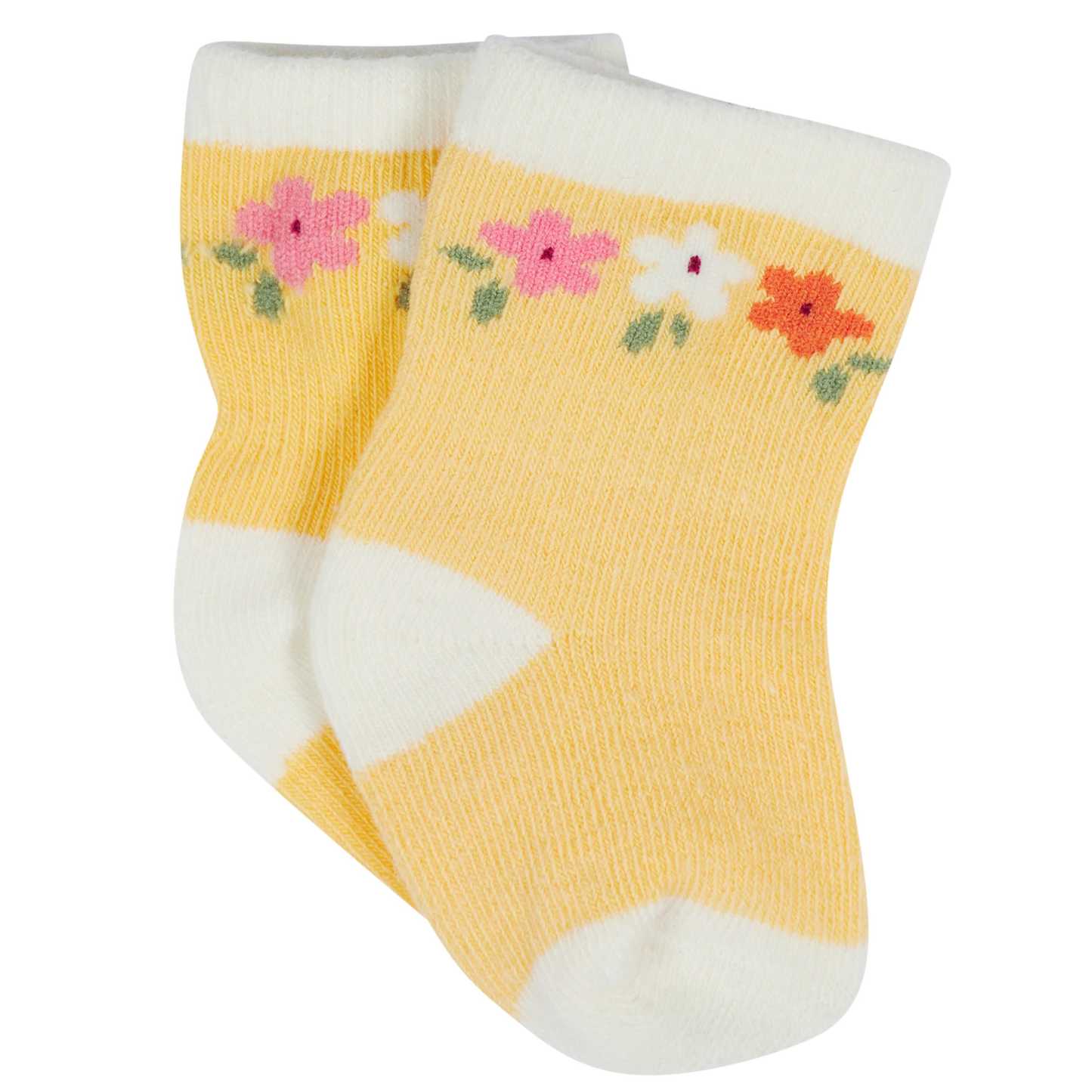12-Pack Baby & Toddler Girls Floral Fox Jersey Crew Wiggle Proof Socks