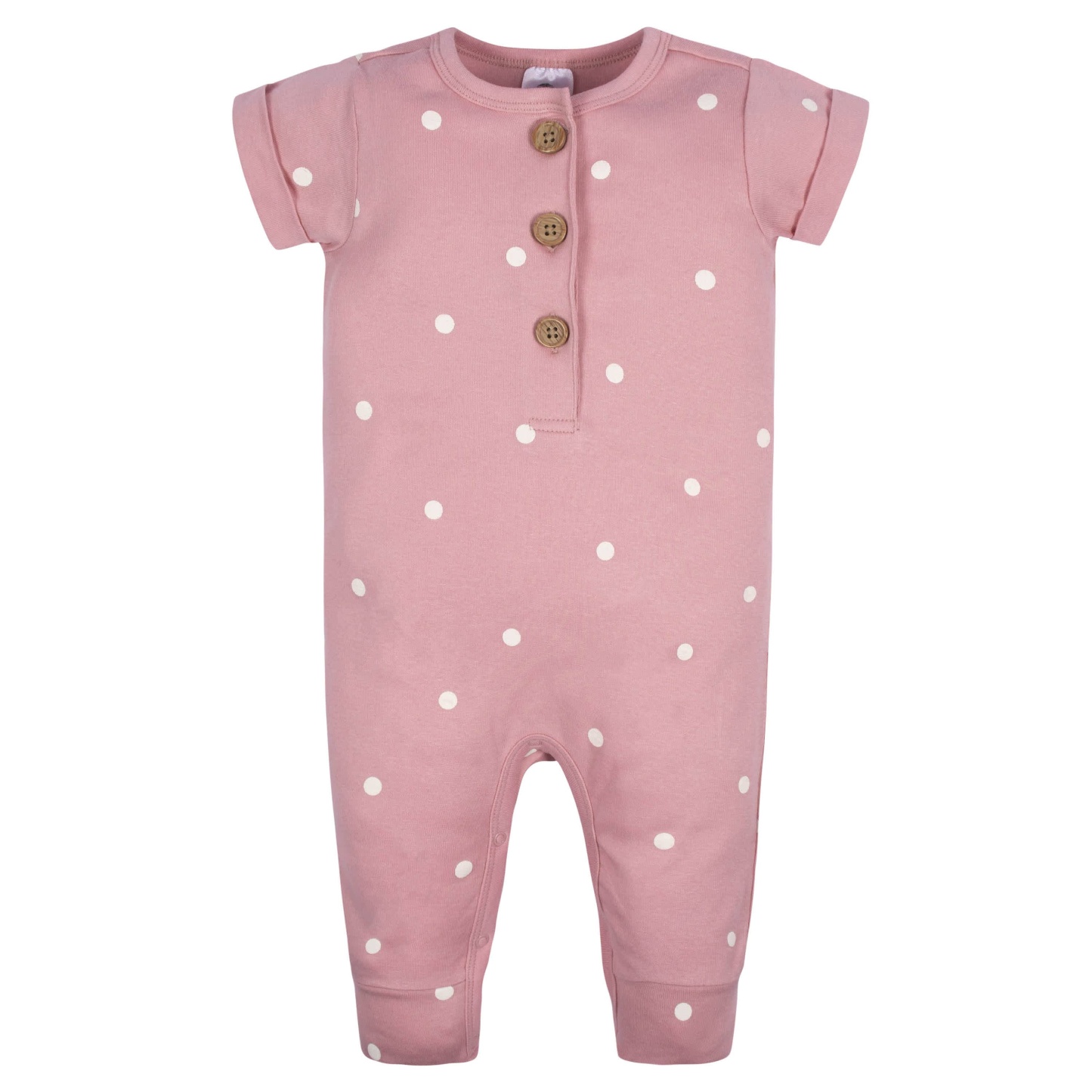 2-Pack Baby Girls Floral & Dots Short Sleeve Rompers
