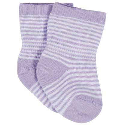 12-Pack Baby & Toddler Girls Rainbow Floral Jersey Crew Wiggle Proof Socks