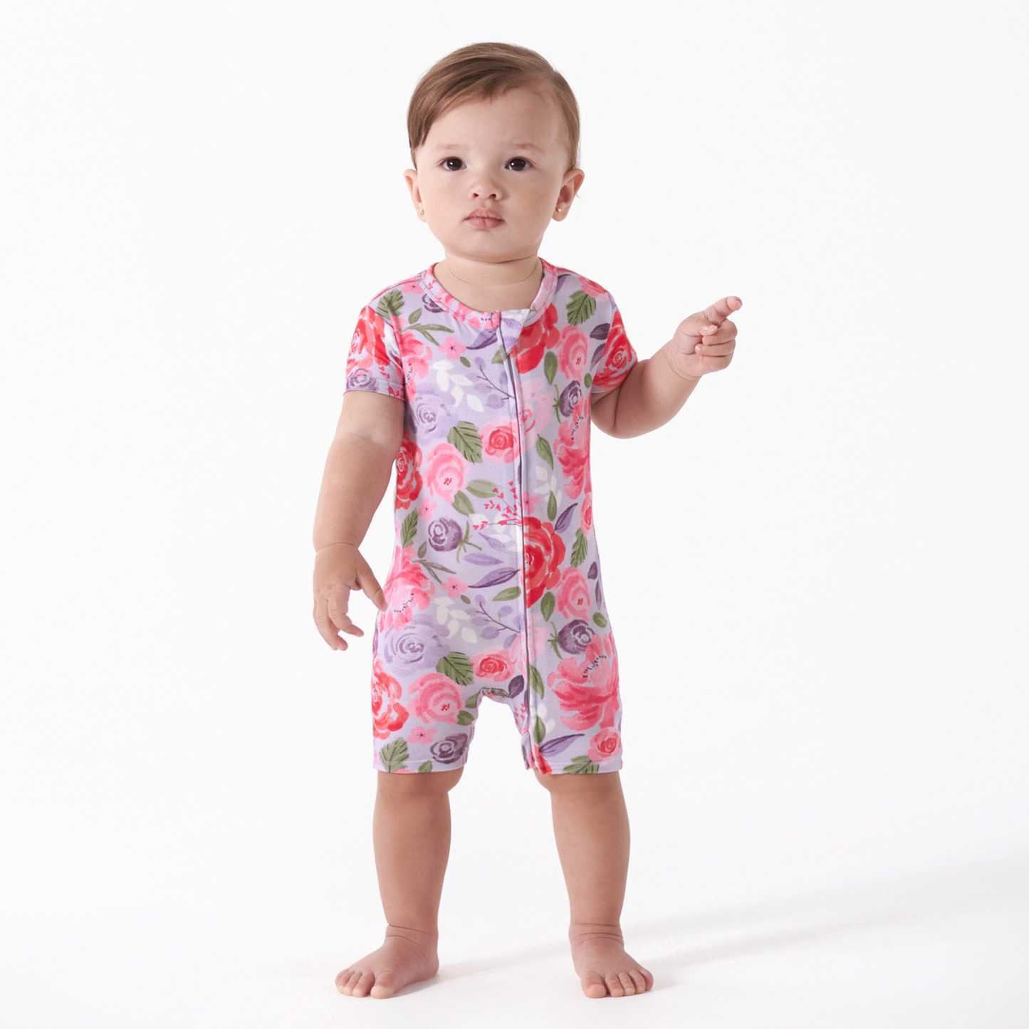 Baby Girls Lilac Garden Buttery Soft Viscose Made from Eucalyptus Snug Fit Romper