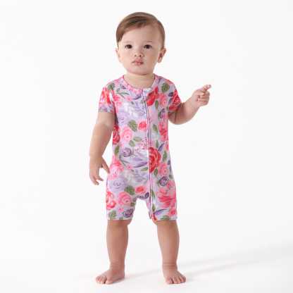 Baby Girls Lilac Garden Buttery Soft Viscose Made from Eucalyptus Snug Fit Romper