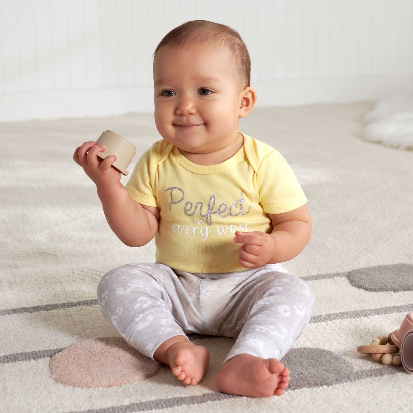 3-Piece Baby Girls Purrfectly Wild Short Sleeve Onesies Bodysuits & Pants Set