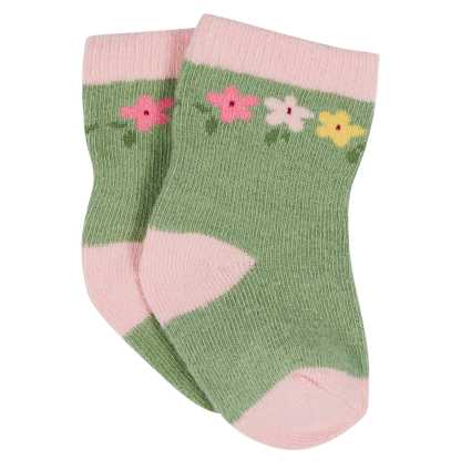 12-Pack Baby & Toddler Girls Floral Fox Jersey Crew Wiggle Proof Socks