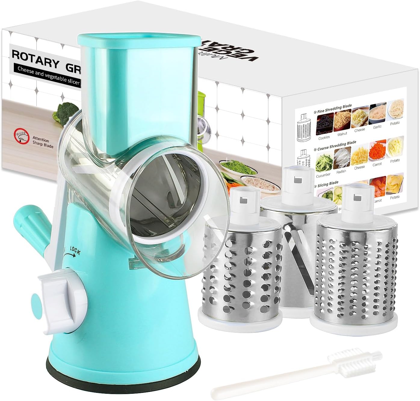 🎁49% OFF - 3 in 1 Rotary Cheese Grater Vegetable Slicer