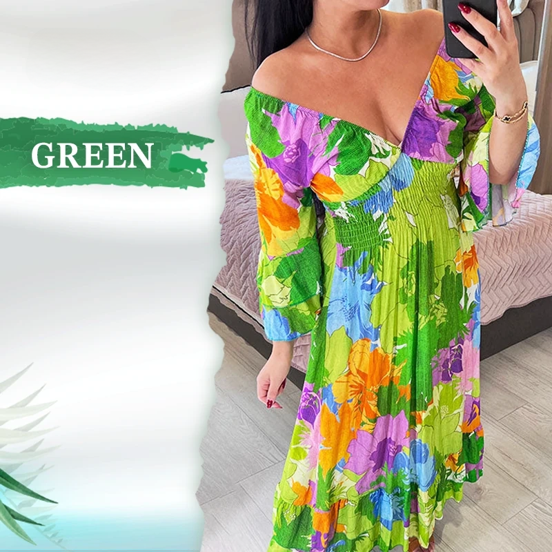 🔥HOT SALE NOW 49% OFF💃V-neck Floral Seaside Vacation Loose Dress