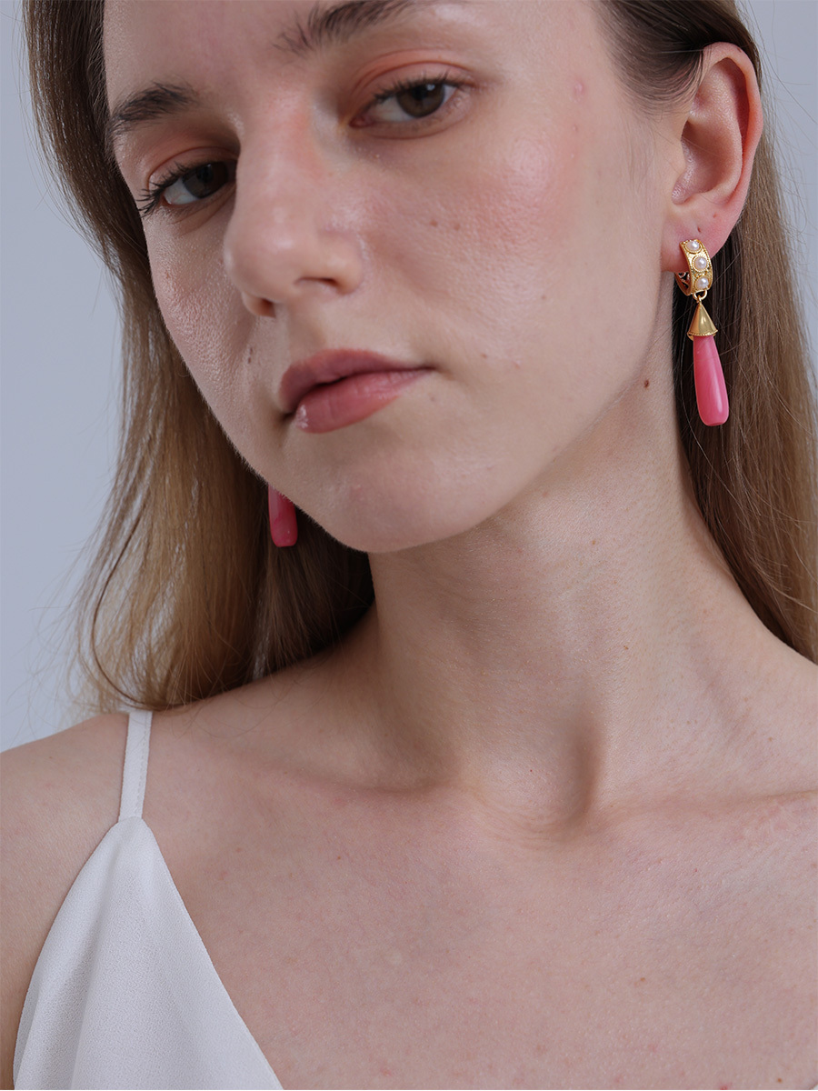 Attentionme®French Watermelon Stone Drop Earrings Anniversary Birthday Christmas Versatile: can be matched with a variety of styles of clothing-Attentionme