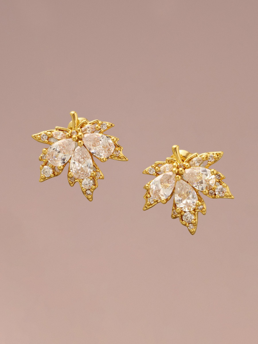 Attentionme®Swarovski White Maple Leaves Earrings Fashion Thanksgiving Jewelry Gifts-Attentionme