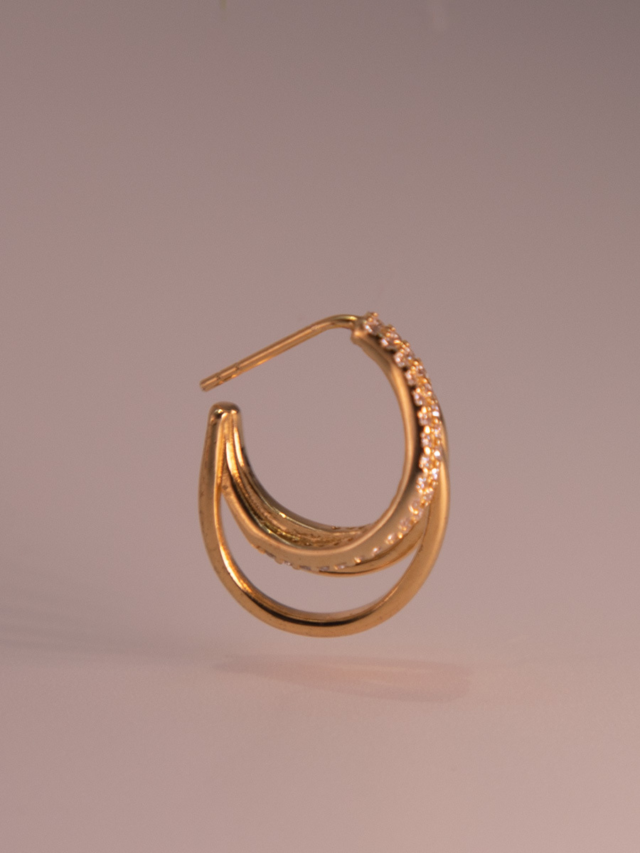 Attentionme®18K Gold Plated Sterling Silver Diamond Geometric Earrings For Girls Gift.Inlaid with zircon earrings, easy to match for dinner parties.-Attentionme