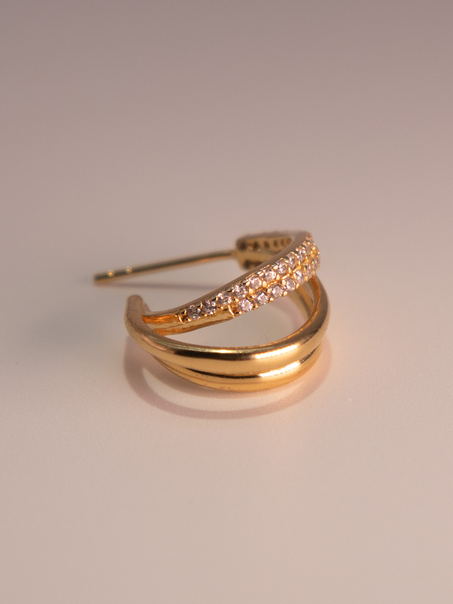 Attentionme®18K Gold Plated Sterling Silver Diamond Geometric Earrings For Girls Gift.Inlaid with zircon earrings, easy to match for dinner parties.-Attentionme