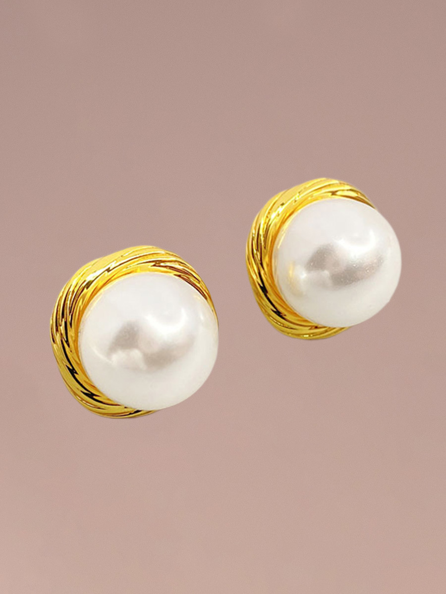 Attentionme®Handpicked AAA+, PAVOI Sterling Silver, 18K Gold Plated, Vintage Pearl Earrings 18K gold inlaid, pearl luster earrings, a perfect gift to express your heart-Attentionme