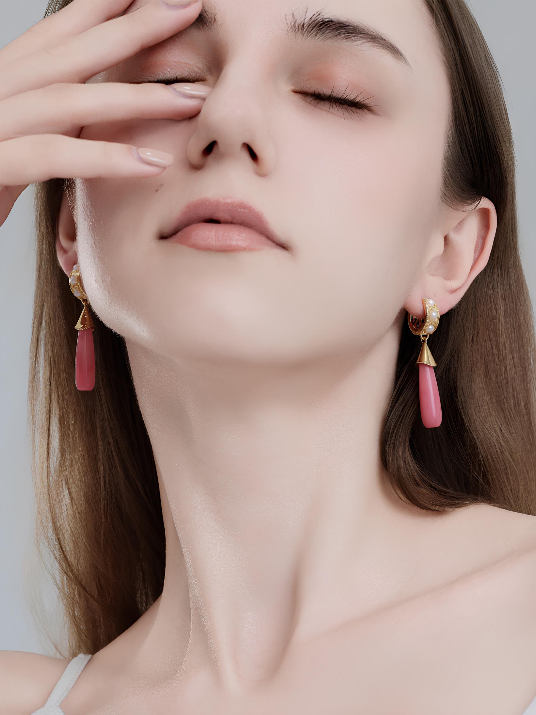 Attentionme®French Watermelon Stone Drop Earrings Anniversary Birthday Christmas Versatile: can be matched with a variety of styles of clothing-Attentionme