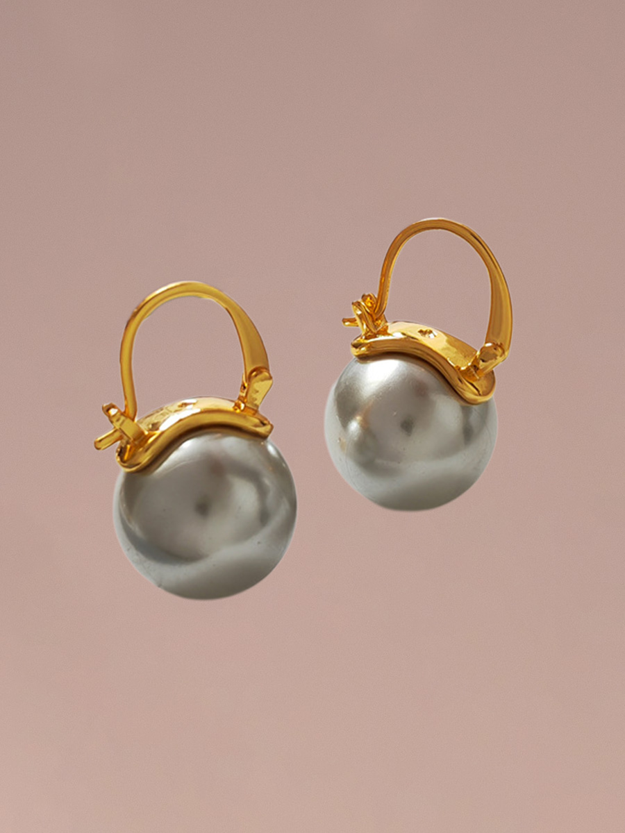 Attentionme®18K Gold Plated S925 Sterling Silver, Flower Basket Pearl Earrings For Birthday Party Gift, Christmas, Valentine's Day-Attentionme