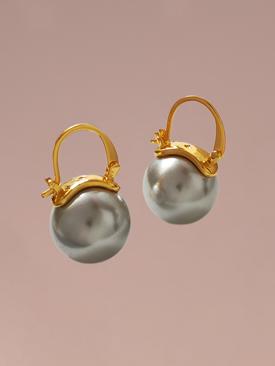 Attentionme®18K Gold Plated S925 Sterling Silver, Flower Basket Pearl Earrings For Birthday Party Gift, Christmas, Valentine's Day-Attentionme