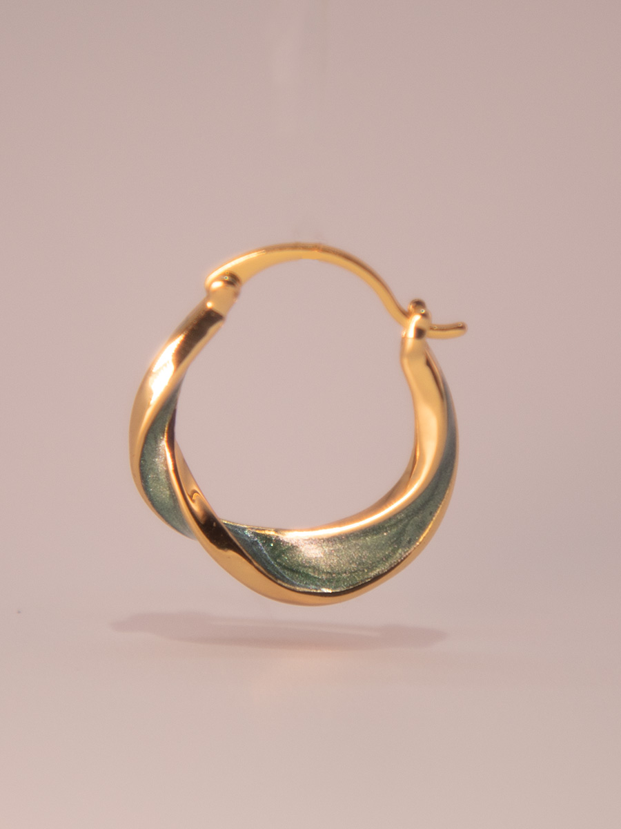 Attentionme®18K Gold Textured Link Earrings, Jewelry Gift, Christmas Gifts.Exquisite and elegant hoop earrings, easy to match for dinner and dance.-Attentionme