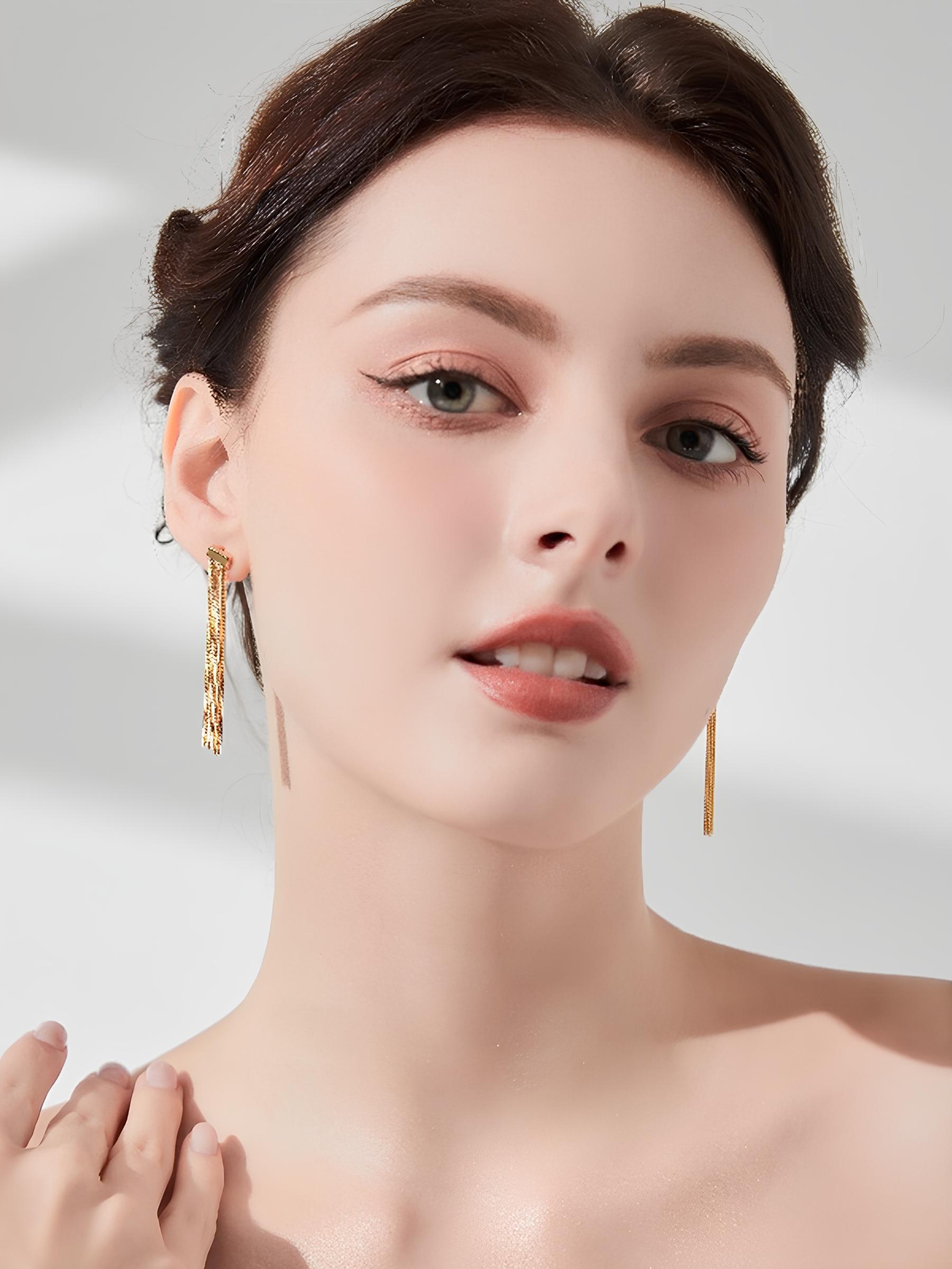 Attentionme®Hypoallergenic Lightweight Light Luxury Tassel Simple Earrings, For Women Teen Girls Valentine Birthday Party Gift-Attentionme