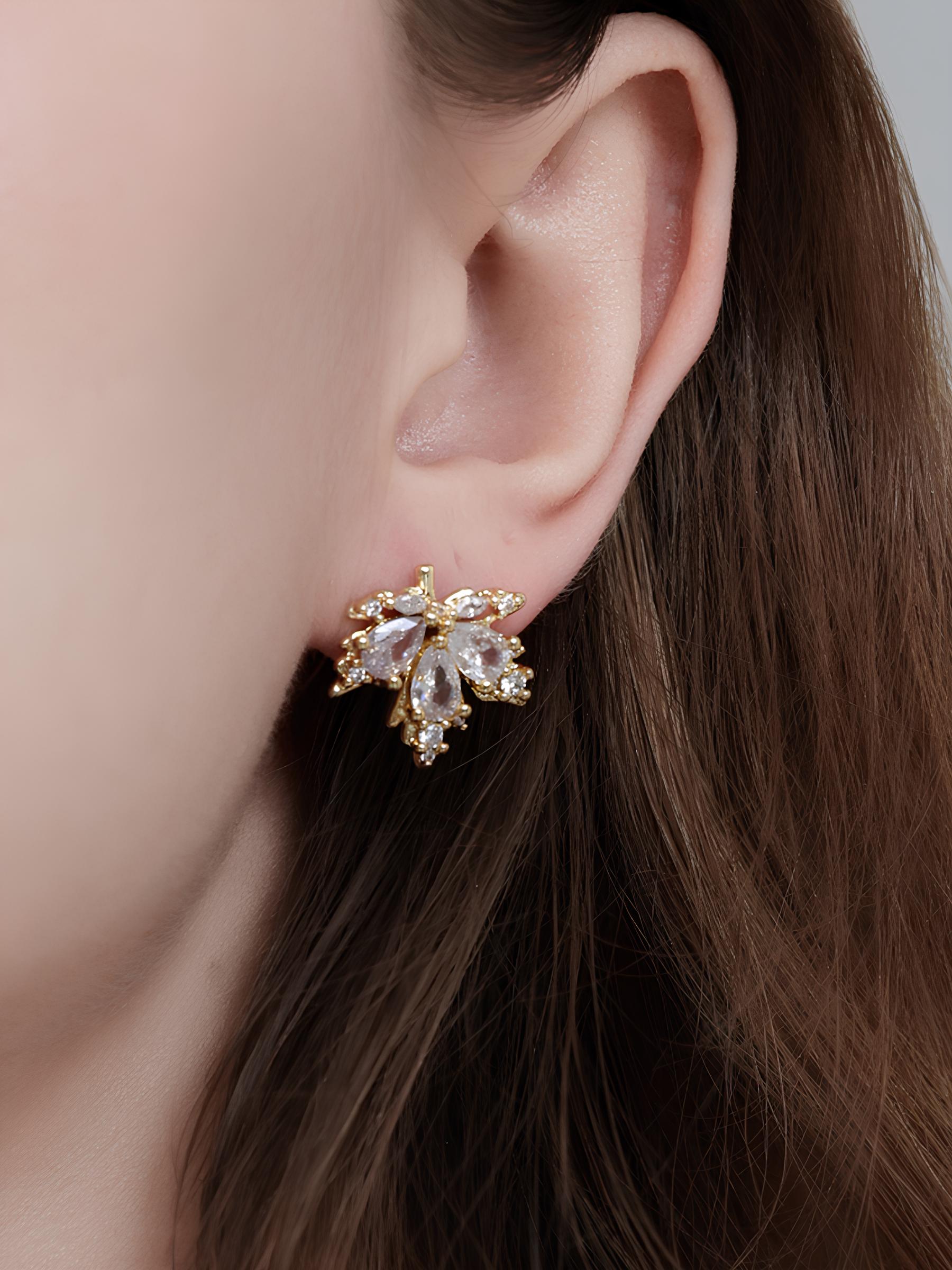 Attentionme®Swarovski White Maple Leaves Earrings Fashion Thanksgiving Jewelry Gifts-Attentionme