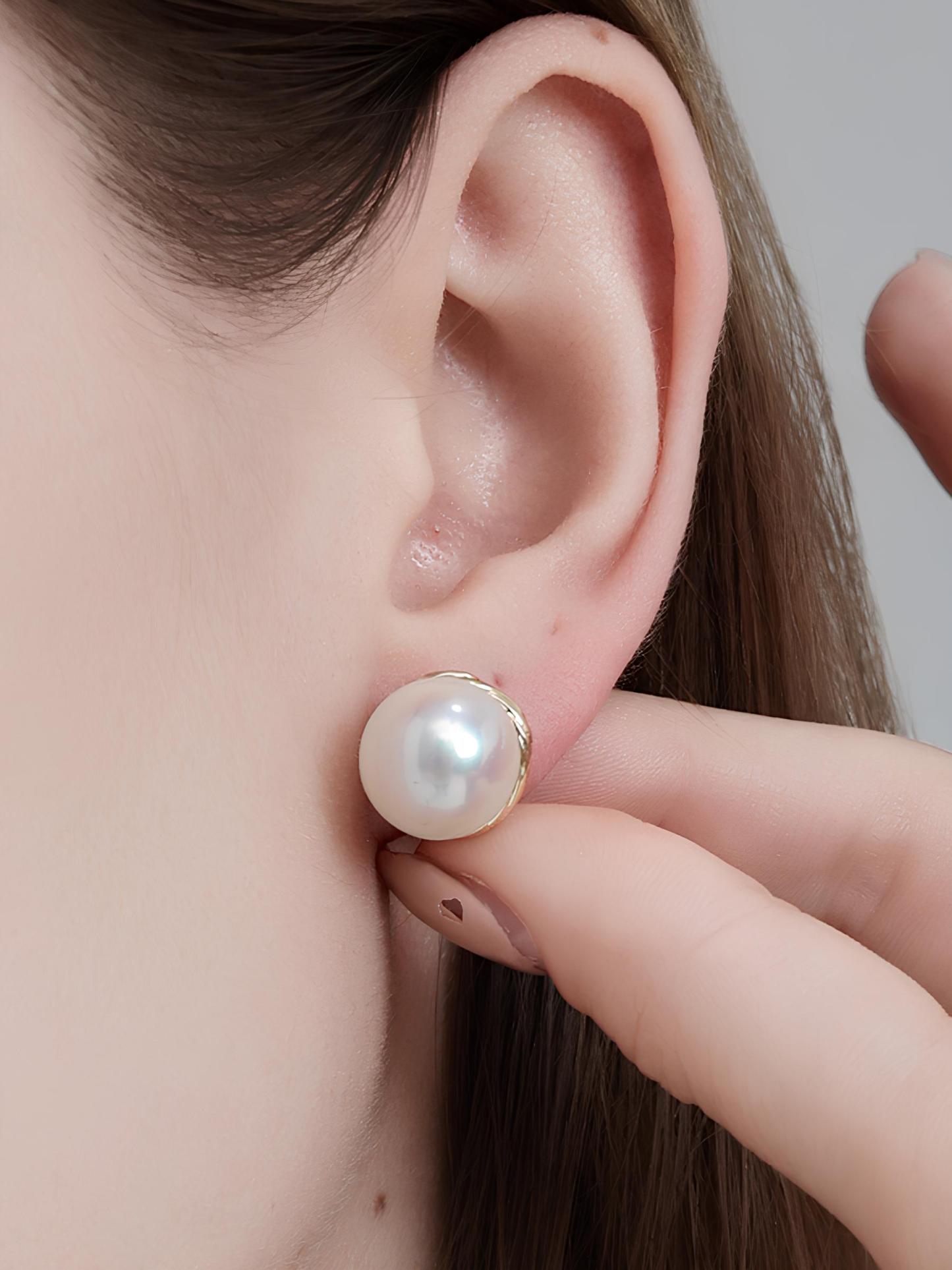 Attentionme®Handpicked AAA+, PAVOI Sterling Silver, 18K Gold Plated, Vintage Pearl Earrings 18K gold inlaid, pearl luster earrings, a perfect gift to express your heart-Attentionme